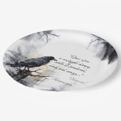 不気味な黒いレイヴンのハロウィーン ペーパープレート (アングル)