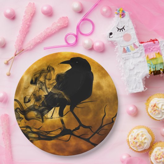不気味な黒いレイヴンのハロウィーン ペーパープレート (パーティー)