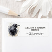 不気味な黒いレイヴンのハロウィーン ラベル (インサイチュ)