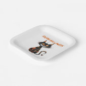 不気味な黒とオレンジ色の猫ハロウィーン ペーパープレート (傾斜あり)