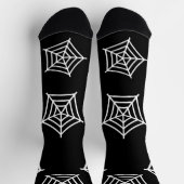 不気味な黒と白のクモの巣のパターン ハロウィン ソックス (上部)