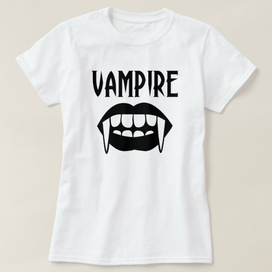 不気味な黒と白のヴァンパイア・ハロウィン Tシャツ (デザイン正面)