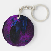 不気味な黒のマテリアルローズ、黒いクモ キーホルダー (裏面)