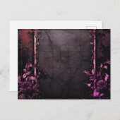 不気味な黒の夜ゴシックパープルバラハロウィーン シーズンポストカード (正面/裏面)