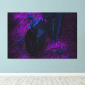 不気味な黒の生地の薔薇、黒いクモ キャンバスプリント (インサイチュ (ウッドフロア))