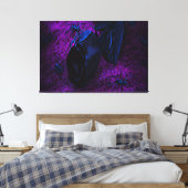 不気味な黒の生地の薔薇、黒いクモ キャンバスプリント (インサイチュ (寝室))