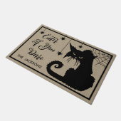 不気味な黒猫ウェルカム ドアマット (アングル)