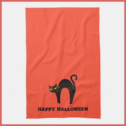 不気味な黒猫ハロウィーン キッチンタオル