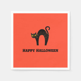 不気味な黒猫ハロウィーン スタンダードカクテルナプキン