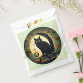 不気味な黒猫ライトグリーンハッピーハローウィン フェイバーバッグ (封をした状態)