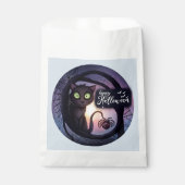 不気味な黒猫ライトブルーハッピーハローウィン フェイバーバッグ (正面)