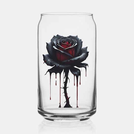 不気味な黒薔薇のキャンガラス ガラス缶 (正面)