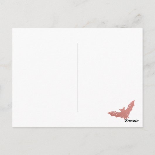 不気味な1歳の招待状 ハロウィン 誕生日 ピンクのバット ポストカード (裏面)