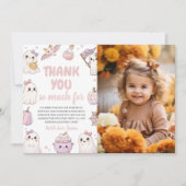 不気味な1歳の誕生日写真のお礼 招待状 (正面)