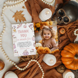 不気味な1歳の誕生日写真のお礼 招待状