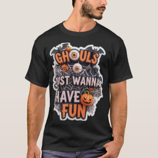 不気味な3Dハロウィングラフィック バットとオバケ Tシャツ