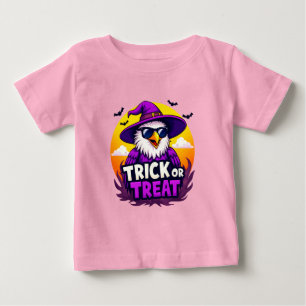 不気味な「トリックまたはトリート」ハロウィーンデザイン! ベビーTシャツ