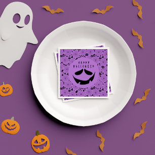不気味な ブラック パープル ハッピー ハロウィン バースデー パーティー スタンダードカクテルナプキン