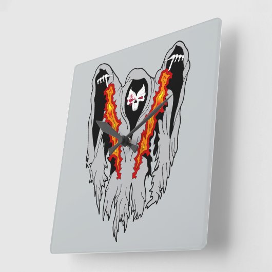 不気味なAC-130攻撃 スクエア壁時計 (傾斜)