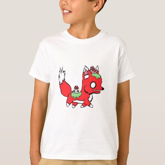 不気味にかわいいキノコのキツネの子供服 Tシャツ (正面)