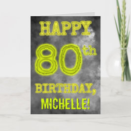 不気味に光るオーラのロゴ 「おめでとう!80歳の誕生日」 カード