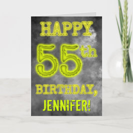 不気味に光るオーラのロゴ 「ハッピー55歳の誕生日」 カード