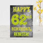 不気味に光るオーラのロゴ 「ハッピー62歳の誕生日」 カード (黄色い花)