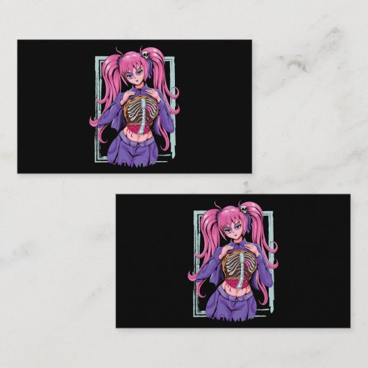 不気味アニメガールワイフハロウィンパステルゴシックオクー 名刺 (正面/裏面)