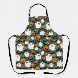 不気味カボチャとこうもりの可愛い幽霊チキン エプロン