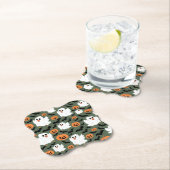 不気味カボチャとこうもりの可愛い幽霊チキン ペーパーコースター (インサイチュ)