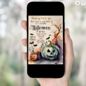 不気味カボチャの衣装パーティー水の色ハロウィーン 招待状