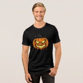 「不気味カボチャ・グローハロウィーンTシャツ」 トライブレンドＴシャツ (正面全面)