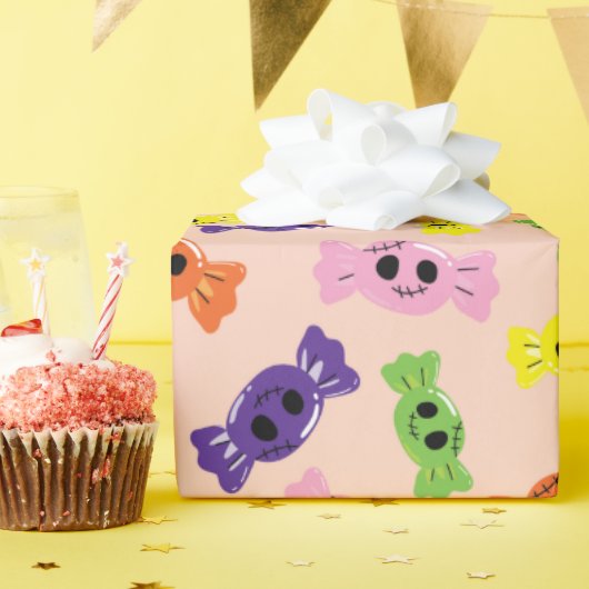 不気味カラフルなキャンディズピンキーシームレスハロウィーン ラッピングペーパー (誕生日パーティー)