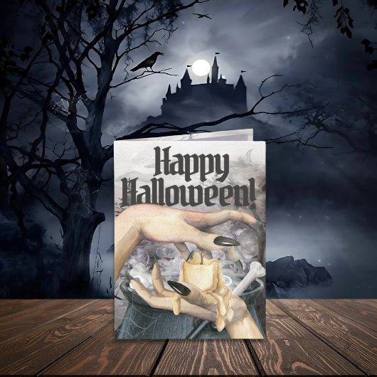 不気味カルドロンウィッチハロウィーンカード サンキューカード