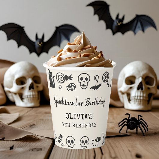 不気味キュートスケルトン&幽霊ハロウィーン誕生日 紙コップ