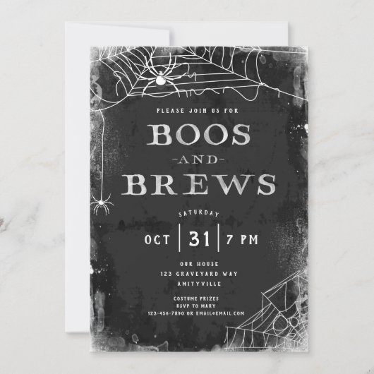 不気味クモの巣ヴィンテージハローウィンパーティ招待状 シーズンカード (正面)