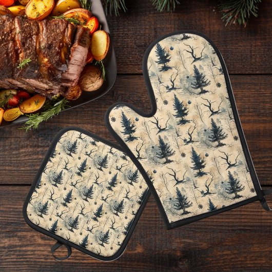 不気味クリスマスツリー 鍋つかみ&鍋敷きセット