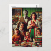 不気味クリスマスホラーレトロファミリーポートレート ポストカード (正面/裏面)