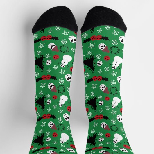 不気味クリスマス怖いゴシックをテーマにした休日 ソックス (上部)