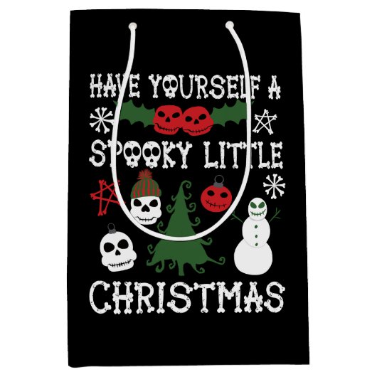 不気味クリスマス怖いゴシックをテーマにした休日 ミディアムペーパーバッグ (正面)