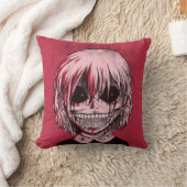 不気味クールな赤と黒の少女ゾンビ クッション (ブランケット)