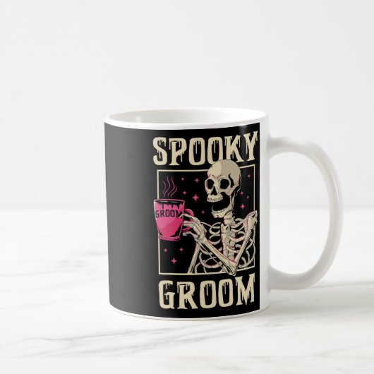 不気味グルームスケルトン結婚ハロウィーン独身P コーヒーマグカップ (右)