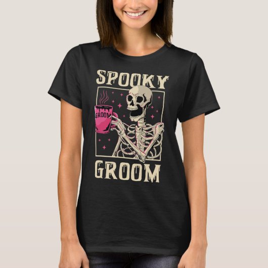 不気味グルームスケルトン結婚ハロウィーン独身P Tシャツ (正面)
