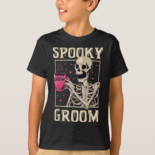 不気味グルームスケルトン結婚ハロウィーン独身P Tシャツ (正面)