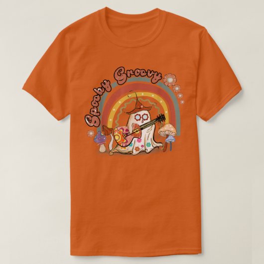 不気味グルーヴィレインボーヴィンテージ幽霊ヒッパイハロー Tシャツ (デザイン正面)