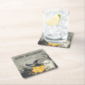 不気味コスチュームとカクテルハロウィーン スクエアペーパーコースター (インサイチュ)