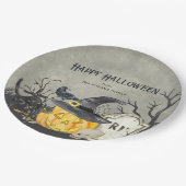 不気味コスチュームとカクテルハロウィーン ペーパープレート (アングル)