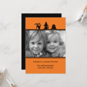 不気味コスチュームハロウィーンの写真カード カード (正面/裏面インサイチュ)