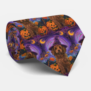 不気味ゴルデンドルドッグハロウィンウィッチカボチャ ネクタイ