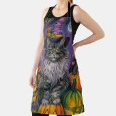 不気味シベリア猫ハロウィーン魔女とカボチャ エプロン (インサイチュ)